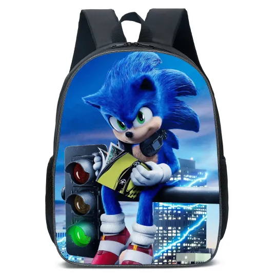 Sonic with Compartments Primary and Middle Students Schoolbag