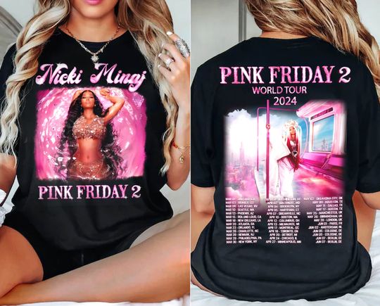 Vintage Nicki Minaj Shirt,Pink Friday 2 Sides Shirt,Nicki Minaj World Tour Shirt