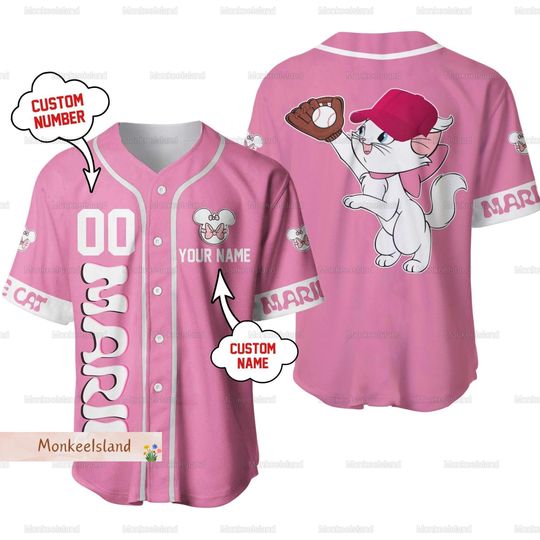 Personalized Marie Cat Jersey, Disney Marie Cat Baseball Jersey