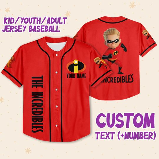 Personalized The Incredibles Dash Disney Baseball Jersey, Disney Jersey