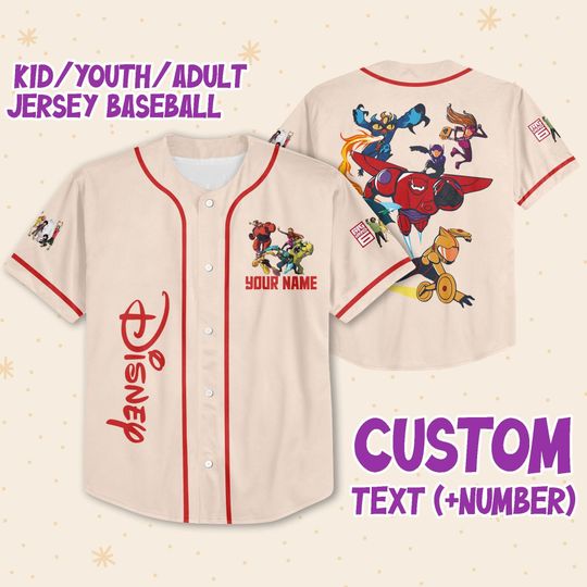Personalized Big Hero Disney Baseball Jersey, Disney Jersey