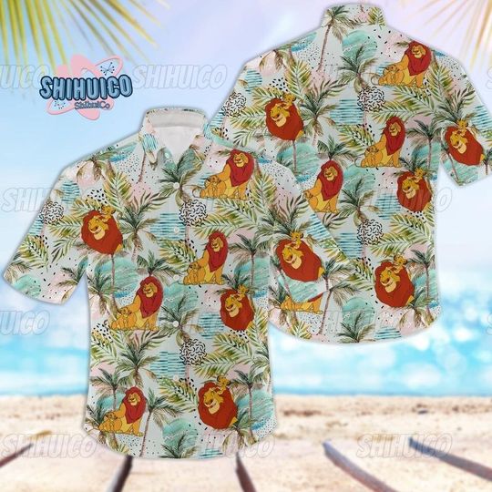 Lion King Button Shirt, Lion King Hawaiian Shirt, Lion King Summer Shirt