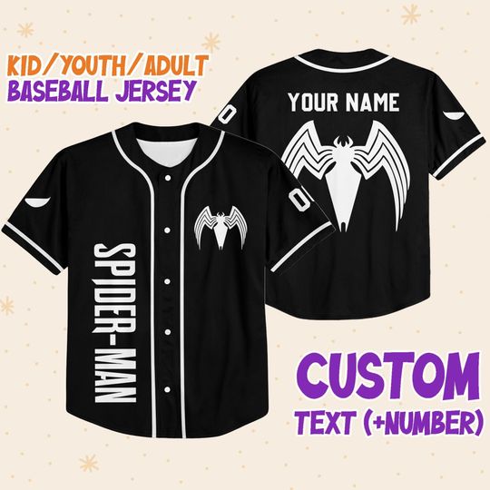 Personalized Spider-Man Alien Symbiote Baseball Jersey, Superhero Jersey