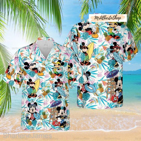 Retro Mickey Friends Summer Beach Hawaiian Shirt, Disney Hawaii Shirts