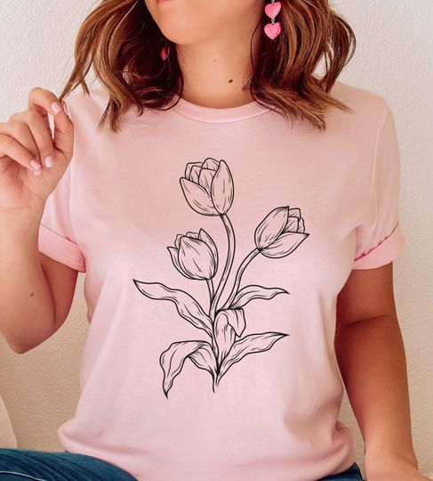 Flower Shirt, Wildflower Shirt, Tulip T-Shirt, Boho Shirt
