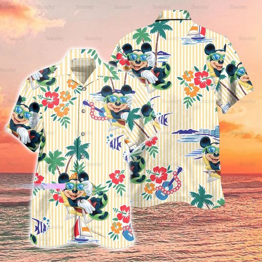 Mickey Mouse Hawaiian Shirt, Mickey Button Shirt, Mickey Summer Shirt