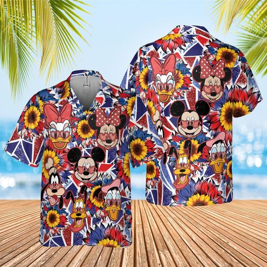 Mickey and Friends Hawaiian Shirt, 4th of July Hawaiian Shirt