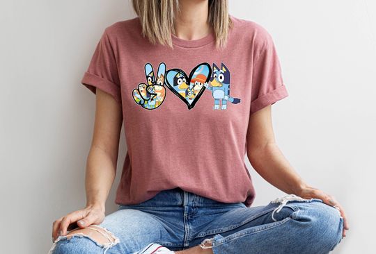 Peace Love BlueyDad T-shirt, Disney Love Shirt, BlueyDad Shirt, Bingo Shirt