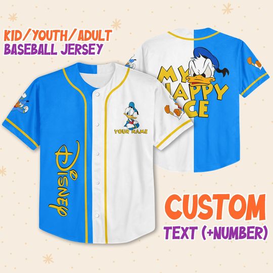 Personalized Donald Duck Disney Baseball Jersey, Disney Jersey