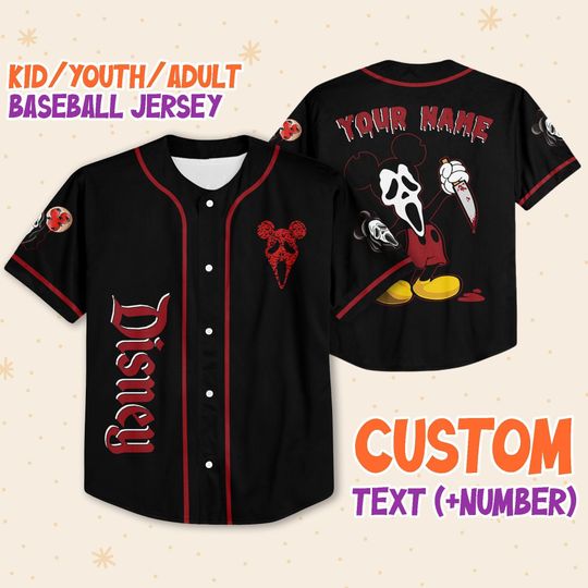 Personalized Mickey Scream Ghostface Disney Baseball Jersey, Disney Jersey