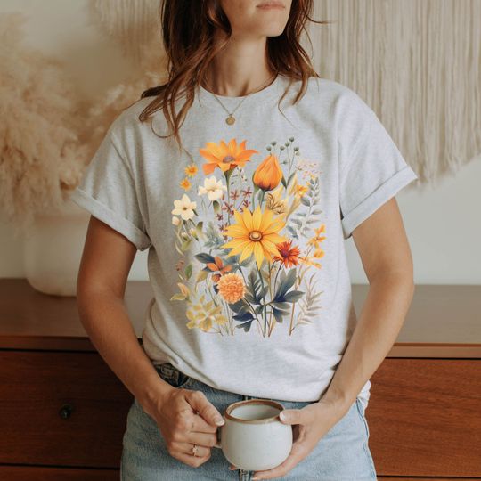 Wildflower Shirt, Boho Wildflowers Shirt, Vintage Cottagecore Shirt