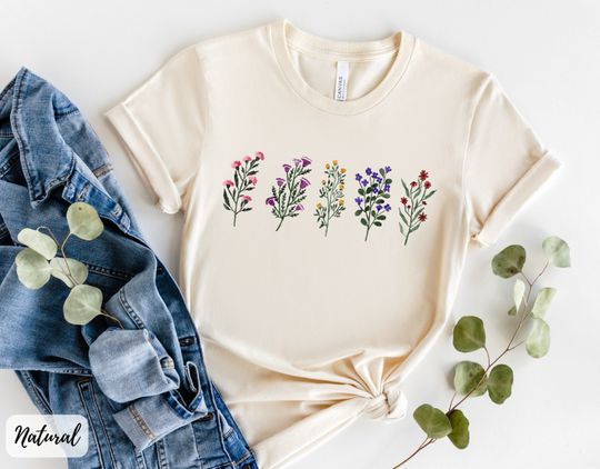 Boho Wildflowers Cottagecore Shirt, Flowers Tshirt