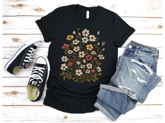 Wildflower Shirt, Floral T-shirt, Vintage Botanical T-Shirt