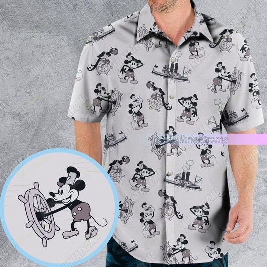 Mickey Mouse Hawaiian Shirt, Disney Button Shirt