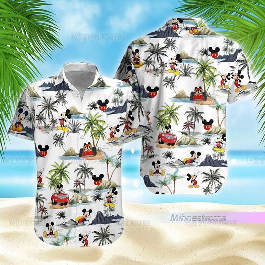 Mickey Mouse Hawaiian Shirt, Funny Disney Mickey Mouse Button Shirt