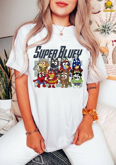 BlueyDad Superhero Shirt, Super BlueyDad Avengers Shirt, BlueyDad Family Shirts