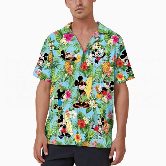 Cute Disney Beach Mickey Hawaii Short Sleeve Shirt, Mickey Pineapple
