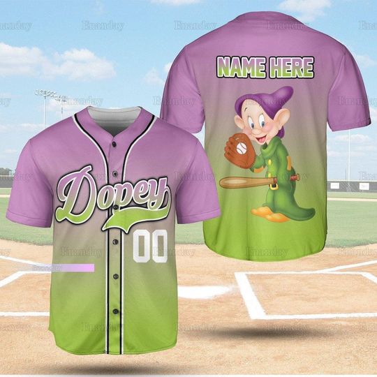 Dopey Baseball Jersey, Custom Dopey Jersey, Seven Dwarfs