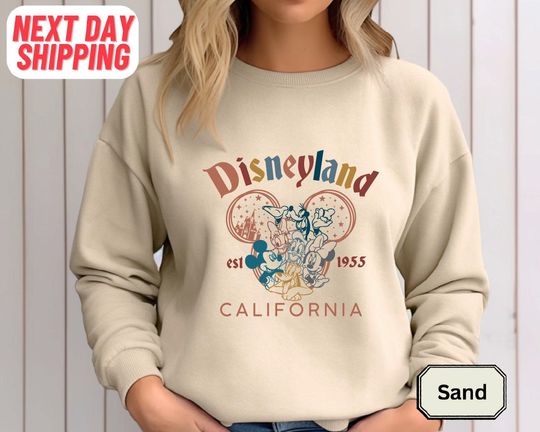 Vintage Disneyland Sweatshirt, Mickey and Friends, Disneyland Est 1955 California