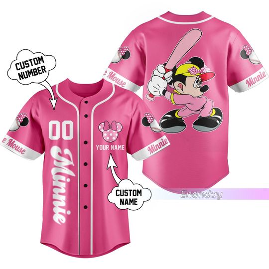 Minnie Jersey Shirt, Custom Minnie Baseball Shirt