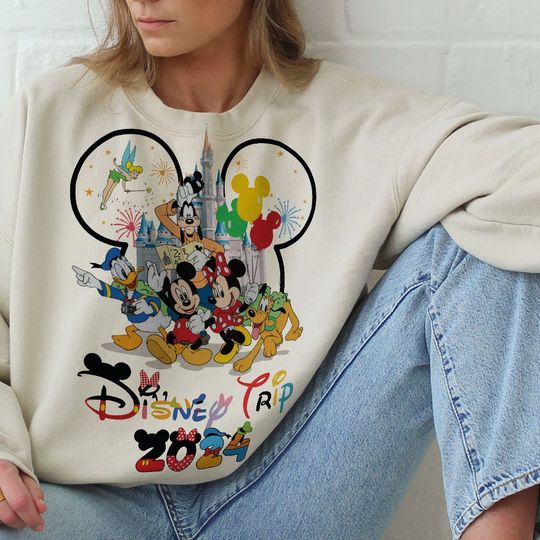 2024 Disney Trip Sweatshirt, Adults Kids Disneyland, Disneyworld Trip Sweatshirt