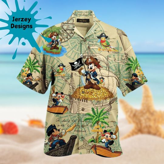 Mickey Mouse On The Beach 3D Hawaiian Shirt Print Tropical Summer Beach Gift