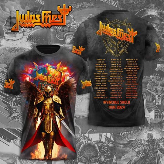 Judas Priest Invincible Shield Concert 2024 US Tour 3D T-Shirts