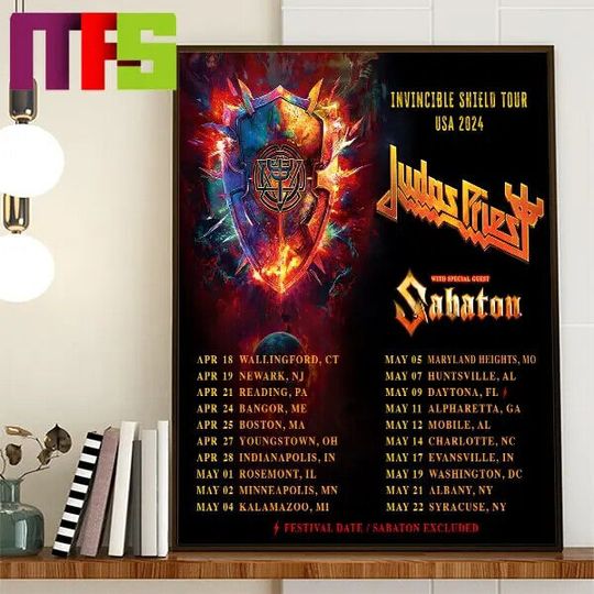 Judas Priest Invincible Shield Tour USA 2024 Tour Poster