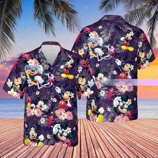 Mickey Mouse Hawaiian Shirt, Mickey Button Shirt, Disney Mickey