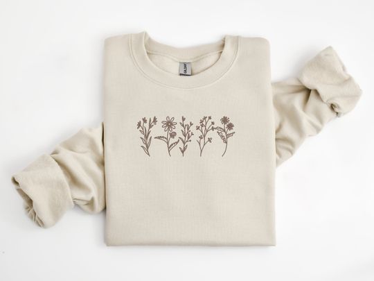 Wildflowers Sweatshirt, Flower Sweatshirt