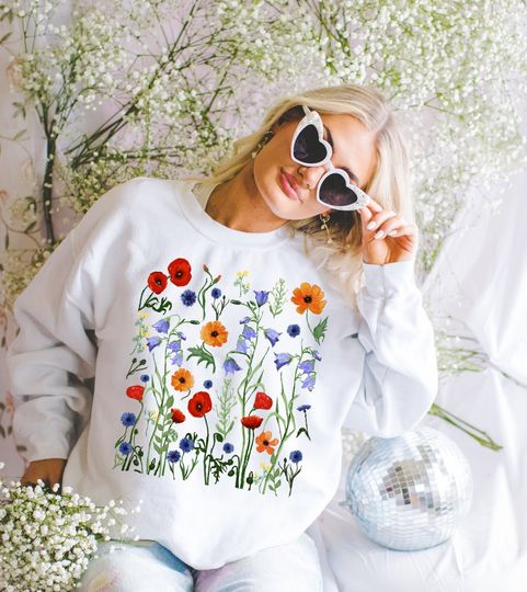 Wildflowers Sweatshirt, Gift for Women