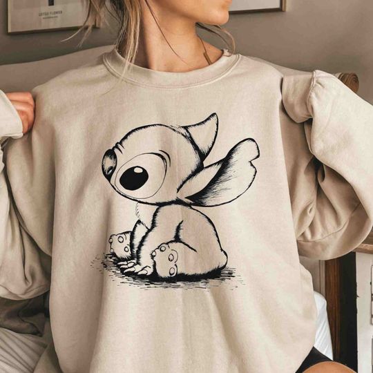 Disney Stitch Sketch Portrait Sweatshirt, Cute Lilo and Stitch Sweatshirt