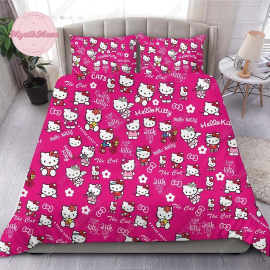 Hello Kitty Duvet Cover, Kitty Cat Bedding, Hello Kitty Bedding Set