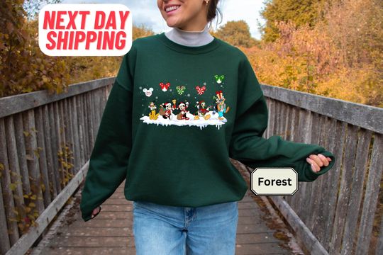 Mickey And Friend Christmas Comfort Colors Sweatshirt, Disney Family Christmas Sweatshirt