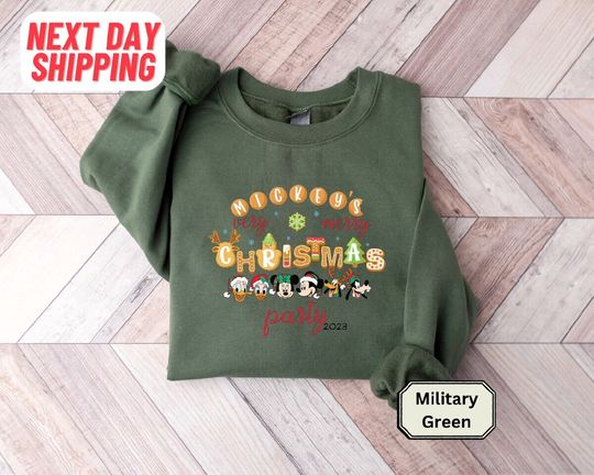 Very Merry Christmas Party 2023 Sweatshirt, Disney Santa Mickey And Minnie Xmas Sweatshirt