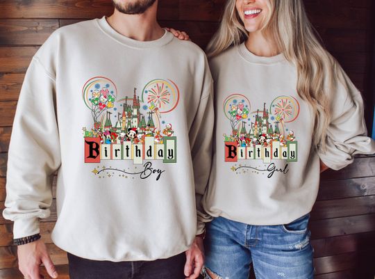 Disney Birthday Girl Boy Sweatshirt, Disney Birthday Sweatshirt, Disneyland Sweatshirt
