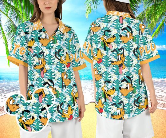 Pluto Tropical Hawaiian Shirt, Pluto Dog Beach Hawaiian Shirt