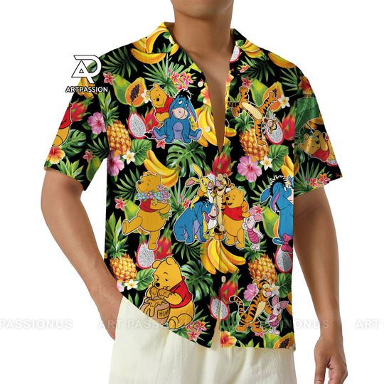 Winnie the Pooh Hawaiian Shirt, Aloha Pooh & Friends Button Up Shirt