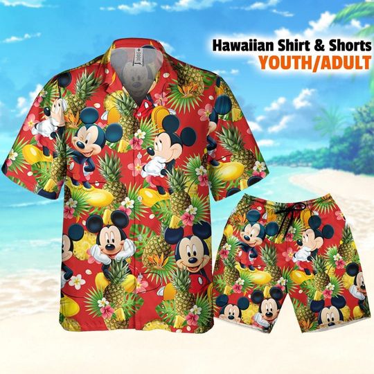 Disney Mickey Seamless Pineapple Summer Tropical, Mickey Hawaii Shirt