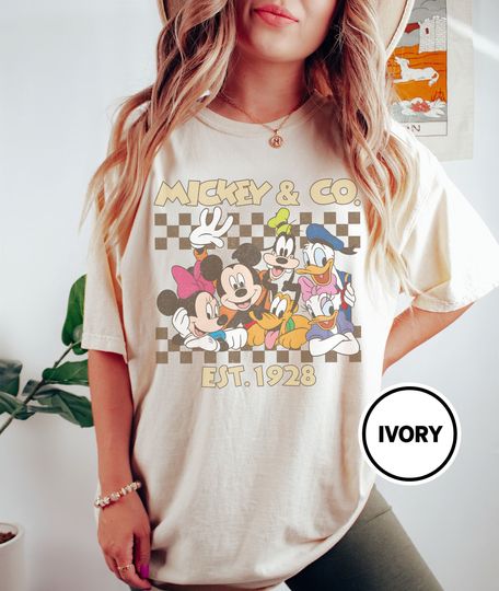 Retro Mickey And Friends Checkered Shirt, Disney Comfort Colors Shirt