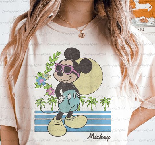 Retro Mickey Beach Summer 90s Shirt, Disney Mickey Shirt, Disney Vacation Family
