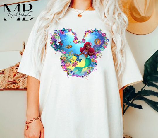 Ariel Mermaid Mickey Ears Shirt, Disney Princess Ariel Shirt