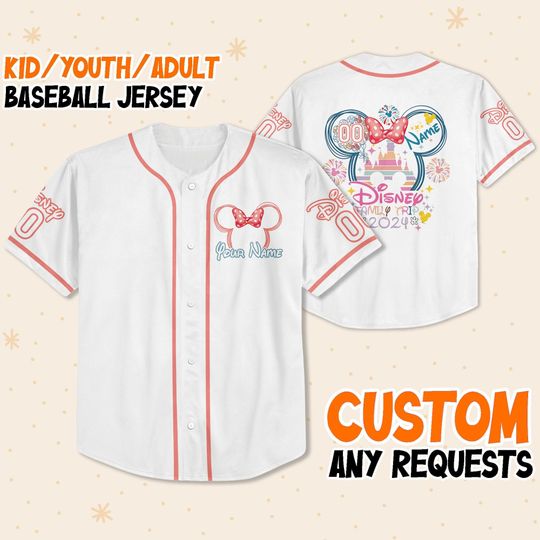 Personalized Minnie Disney Family Trip 2024 Baseball Jersey, Disney Jersey