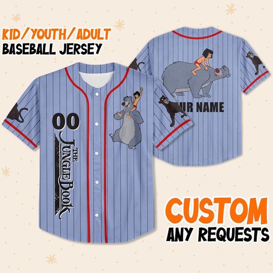 Personalized Disney The Jungle Book Stripe Brown Baseball Jersey