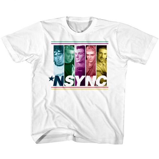 NSYNC Kids T-Shirt Pastel Boy Band Faces Music Album