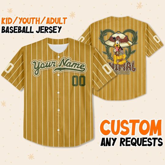 Personalized Disney Pluto Animal Kingdom Baseball Jersey