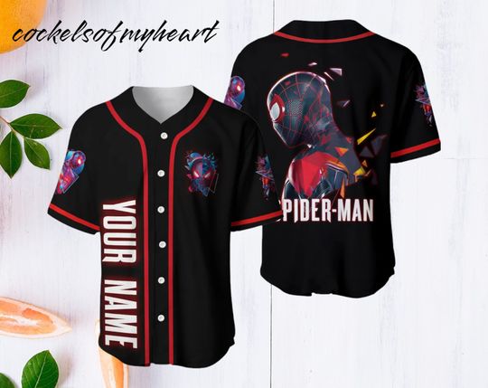 Personalized Spider-Man Miles Baseball Jersey, Superhero Jersey