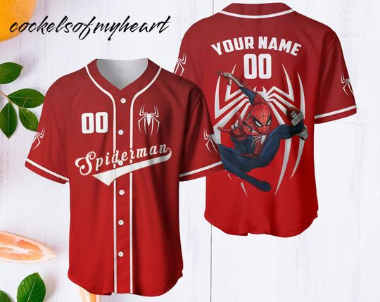Personalized Spider-Man Baseball Jersey, Superhero Jersey