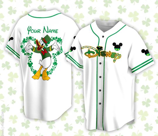 Custom Saint Patrick Day Disneyland Baseball Jersey Personalized Mickey St Patrick Family