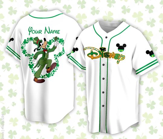 Custom Saint Patrick Day Disneyland Baseball Jersey Personalized Mickey St Patrick Family
